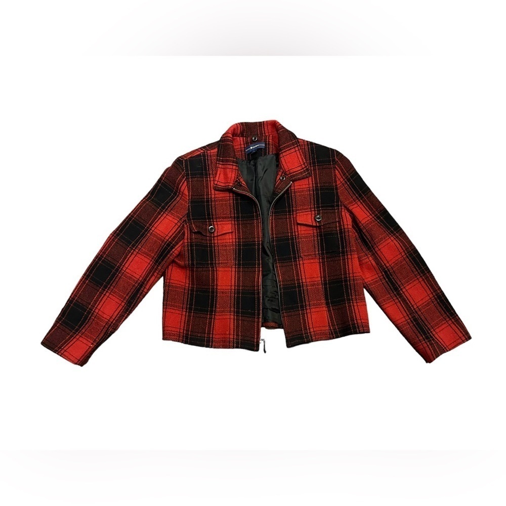 Vintage Breeches Women’s Wool Red/Black Plaid Zip Jacket with Pockets Size L‌‌ - Picture 6 of 10